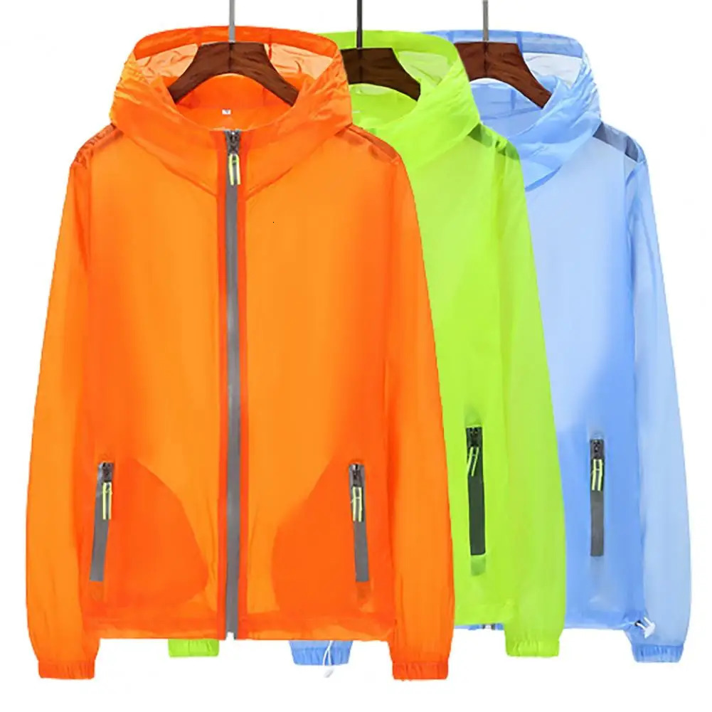 Sun Protection Jacket Reflective Strip Hooded Zipper Pockets Anti-UV Thin Fishing Camping Men Summer Outdoor Sunscreen Jacket 260526BJ
