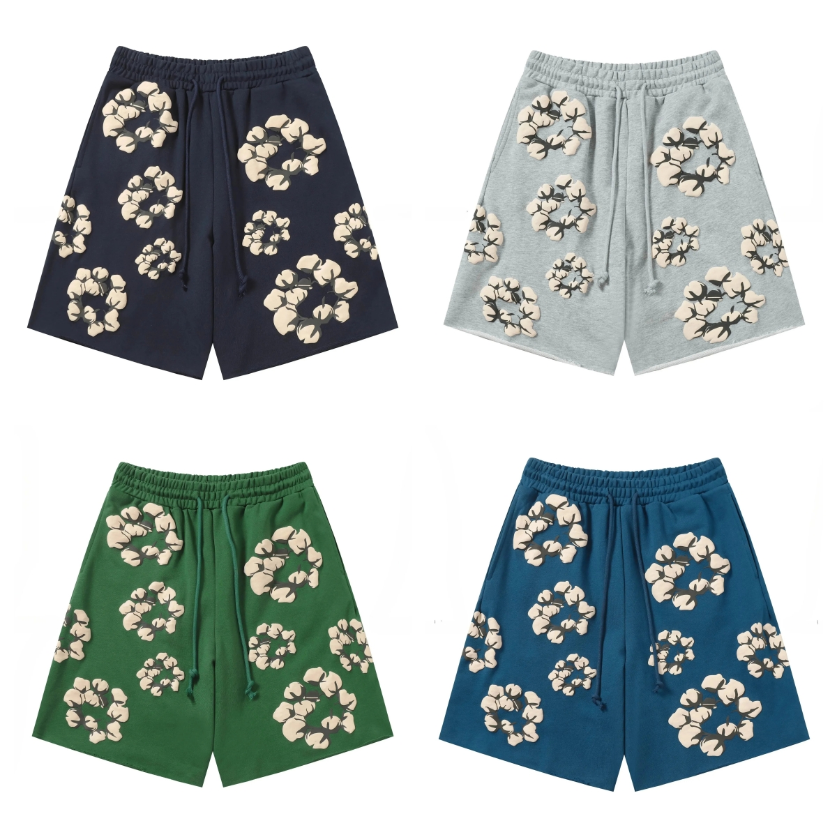Denim Shorts Men Cotton Womens Short Men Casual Wreath Beach Pants Knee Length Shorts Luxury Denim Shorts Tshirts Designer Denimshorts-image-1107898983