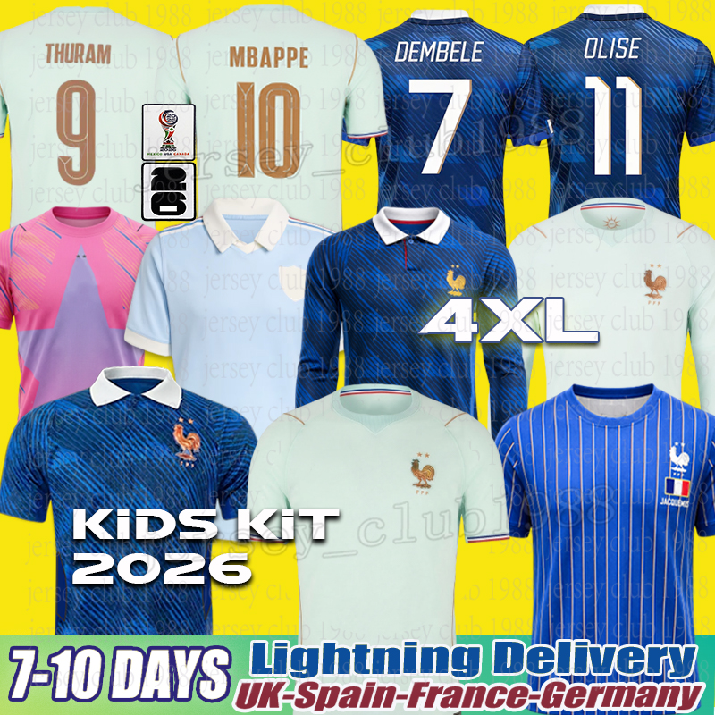 maillot france 2026 Mbappe maillot Dembele Thuram Doue Olise Soccer Jersey CHERKI Barcola Tchouameni Kone Kounde FFF equipe de france world cup 2-image-934331905