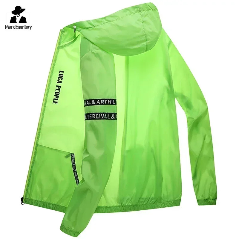 Summer Sun Protection Clothing Mens Casual Waterproof Quick-drying Bicycle Hooded Jacket Plus Size Hiking Thin Skin windbreaker 260526BJ