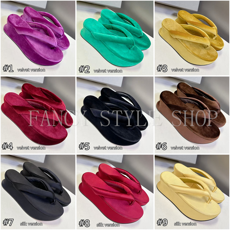 Premium Velvet/Silk Thick-soled Slippers Women's Flip-flops Sandals Slides