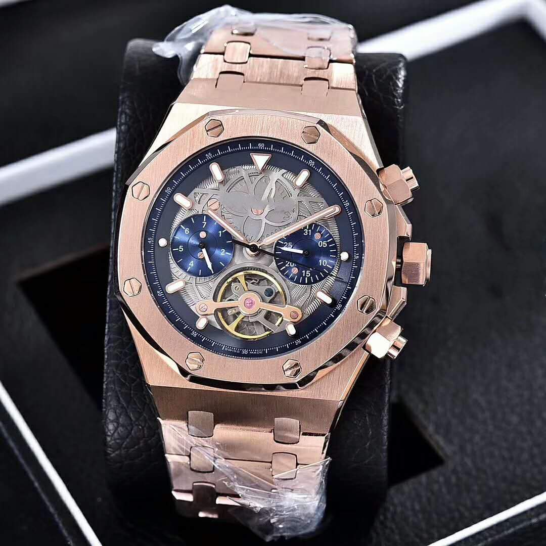 Men's precision mechanical automatic watch, 316 stainless steel dial, mineral reinforced glass crystal, scratch-resistant and transparent, diam