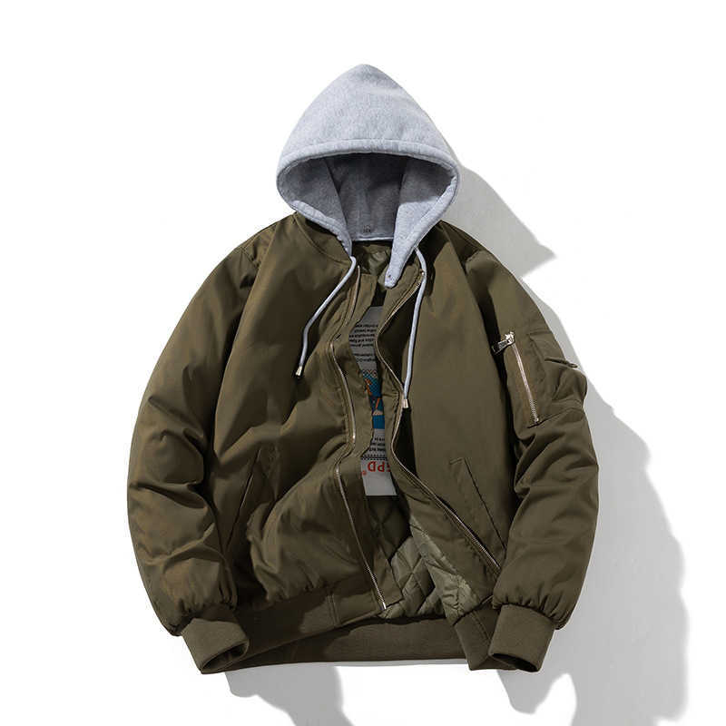 Trendy MA1 Air Force Pilot Jacket for Men and Couples Hooded Baseball Jacket Autumn and Winter Printed Solid Color Coat L260528
