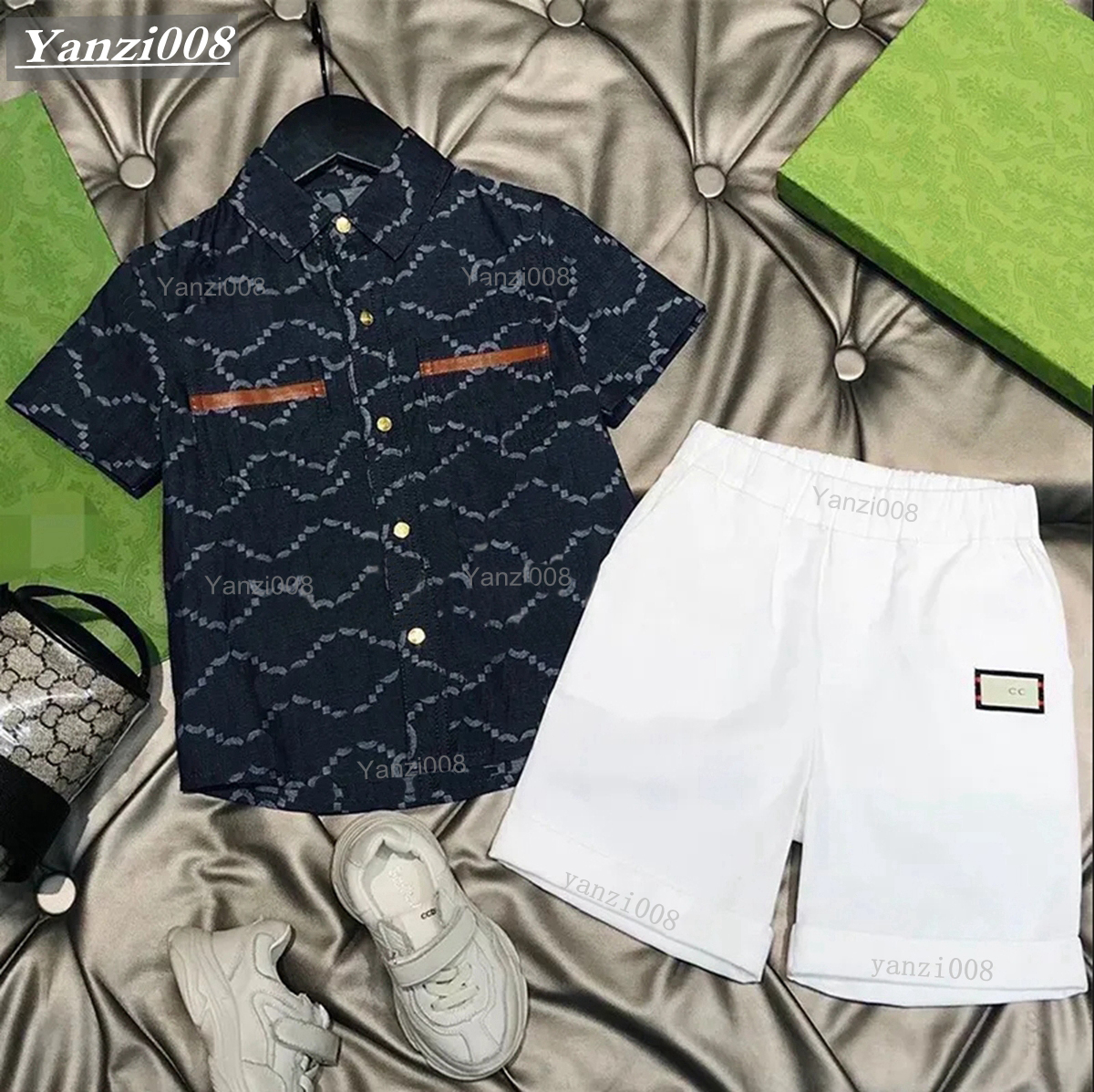 Brand Kids Designer Clothes Boys Tracksuit Sets Baby Boys Girls Short Sleeve Summer T-shirt And Shorts 2Pcs Jogging Suit Childrens Clothing Casua-image-1108098305