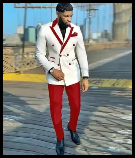White Double Breasted Men Suits Top Lapel Tuxedo Slim Fit Male Costume Pour Homme Groom Two Pieces Prom Sets 260527 65 d9