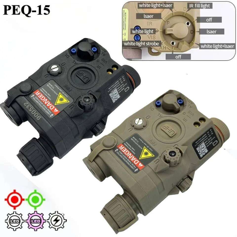 PEQ15 Red Green Dot IR Laser Sight UHP Weapon Gun Light Tactical LED Flashlight White Scout Lamp Outdoor Hunting Fit 20MM Rail W260514