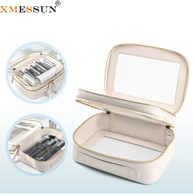 XMESSUN Womens Casual Transparent PVC Makeup Bags 2026 Fashion PU Leather Portable Waterproof Storage Cosmetic Bag A527 260527BJ