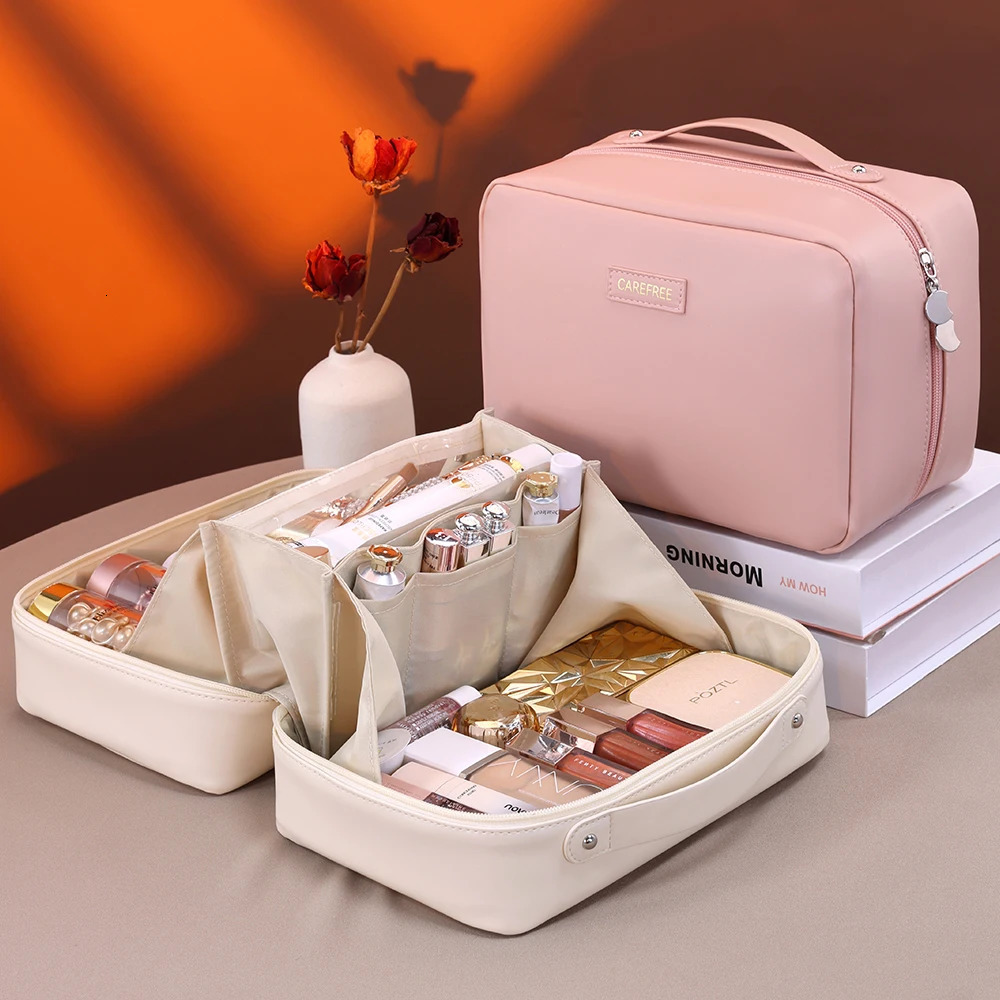 Large Capacity Waterproof PU Leather Makeup Bag Womens Portable Travel Cosmetic Storage Bag Skin Care Wash Bag 260527BJ