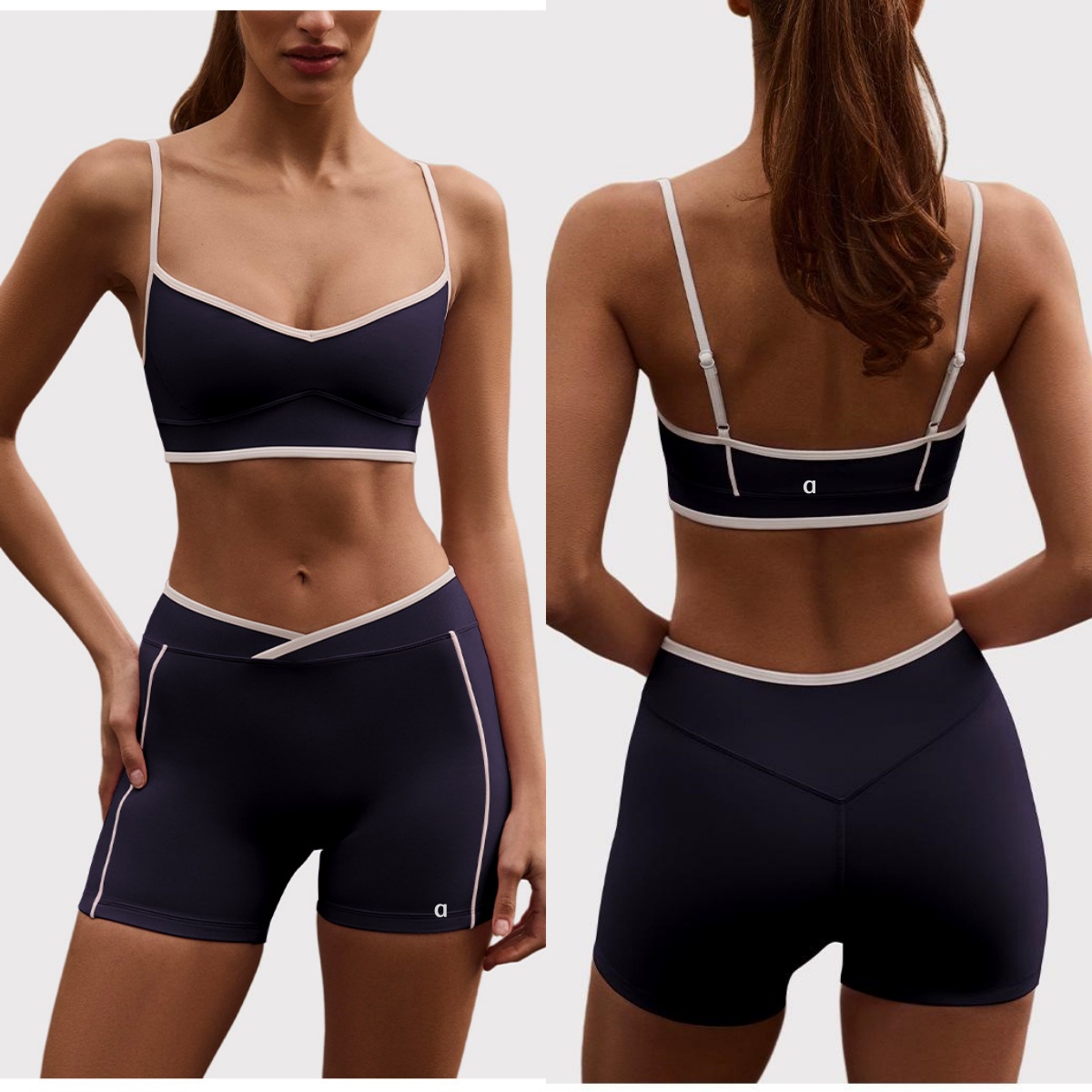 A1794 Short décontracté à la mode pour femmes, haut à licou, soutien-gorge de sport avec fines bretelles, Sexy deux pièces, hauts bain de soleil,