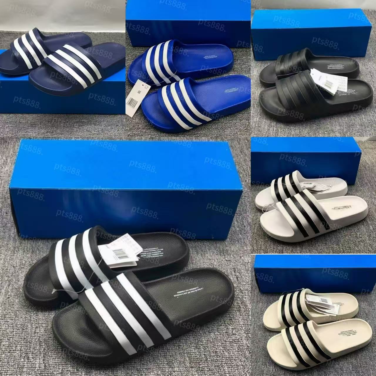 Designer Slippers Adilette Aqua Slipper For Men Women Sandals Stripe Slides Black White Blue Luxury Platform Slider Flat Mules Summer Casual Beach S
