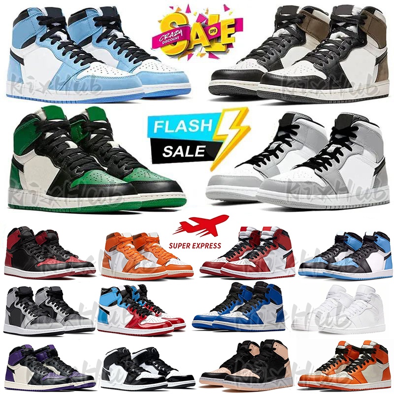 Top quality 1 Men Basketball Shoes 1S University Blue Dark Mocha Chicago Top Hyper Royal High Bloodline Satin-Snake Taupe Haze Women Trainers Sneake