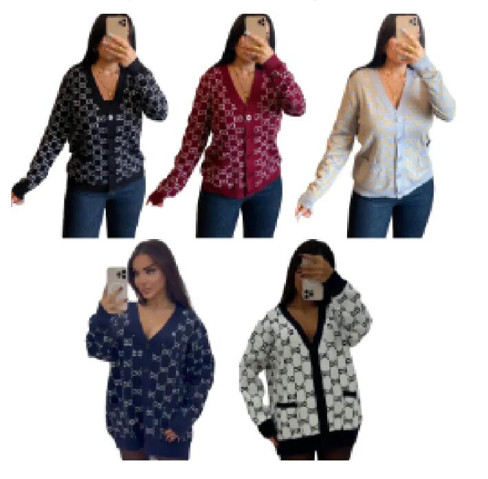 New Women's Sweater Knitted Cardigan Designer Coat Fashion Luxury Brand Letter Printed Sweater Jacquard Knit Jackets