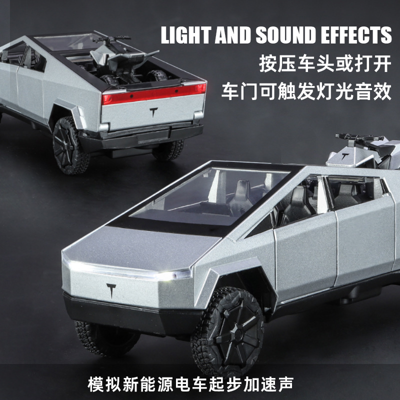 Die Cast Pickup Truck Model With Motorcycle Toy-image-1108050701