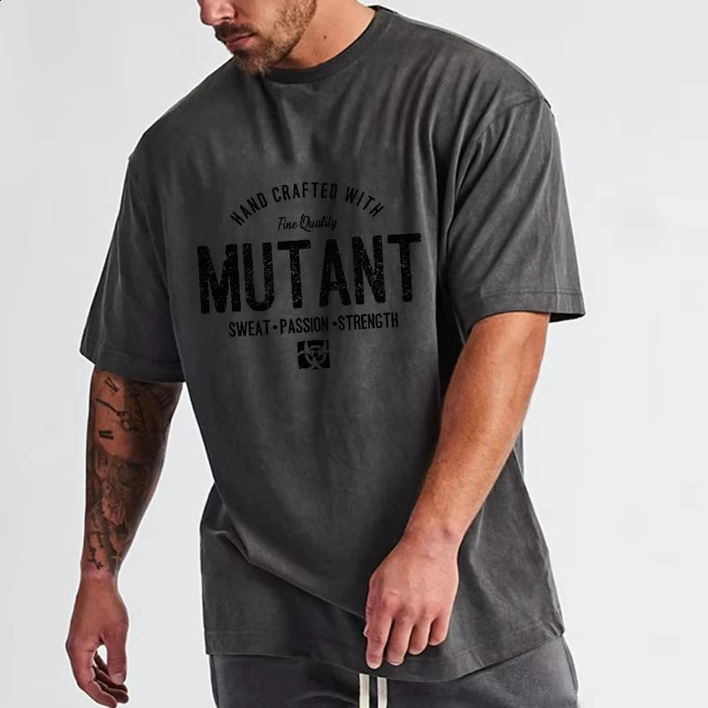 2026 Summer Fashion Mens 100 Cotton Gym T-Shirt Bold Unit Inspired Print Workout Tee Casual Streetwear for Training 260528BJ