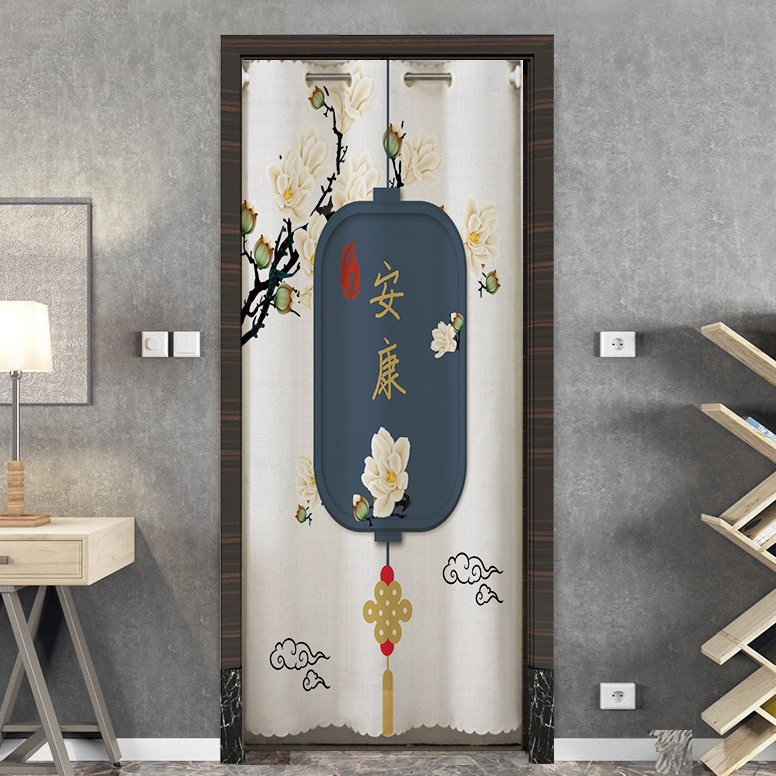 Punch-free fabric door curtain, Chinese style divider for bedroom, kitchen and bathroom.NG2K01-image-1108034480