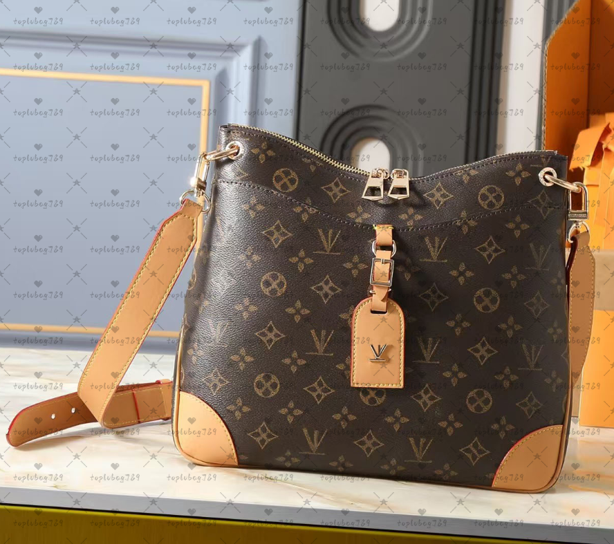 Classic Original Designer Bag Genuine Leather Womens Shoulder Bags Coated Canvas Metal Double Zipper Chains Purse Mirror Quality odeon Bag Handbag T