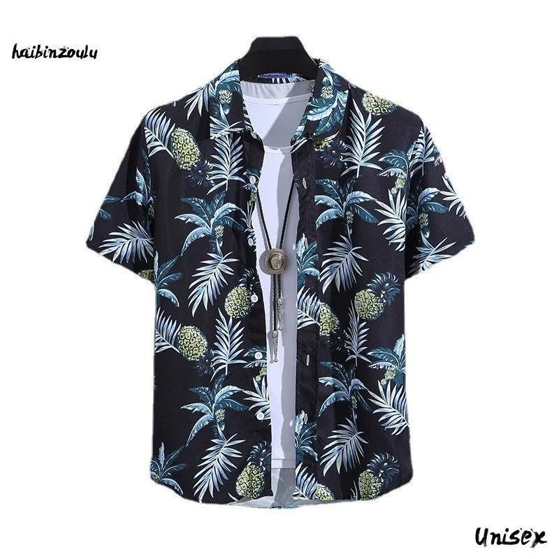 Mens Summer Short Sleeve Printed Shirt Thin Beach Shirt Mens Clothing Turtle Neck Polo Shirt for Men Casual Top 260528BJ