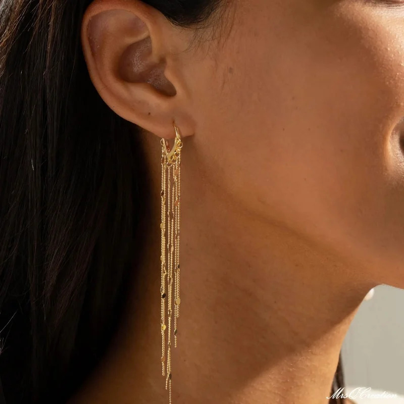 Boucles d'oreilles longues à pampilles en forme de cœur pour femmes, couleur or et argent, pendentif à paillettes, mode Boho, fête, usage quotidi