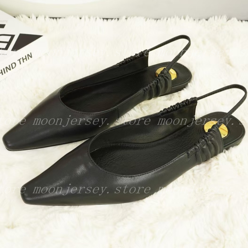 Escarpins en cuir plissés à bout pointu et talons slingback d'inspiration styliste pour femmes, tenue de soirée au bureau, nouvelle collection 35
