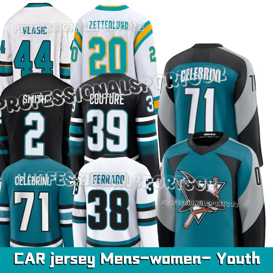 #71 Macklin Celebrini Jersey #39 Logan Couture Mikael Granlund san jose hockey jerseys William Eklund California Fabian Zetterlund Mackenzie Blac-image-912589899