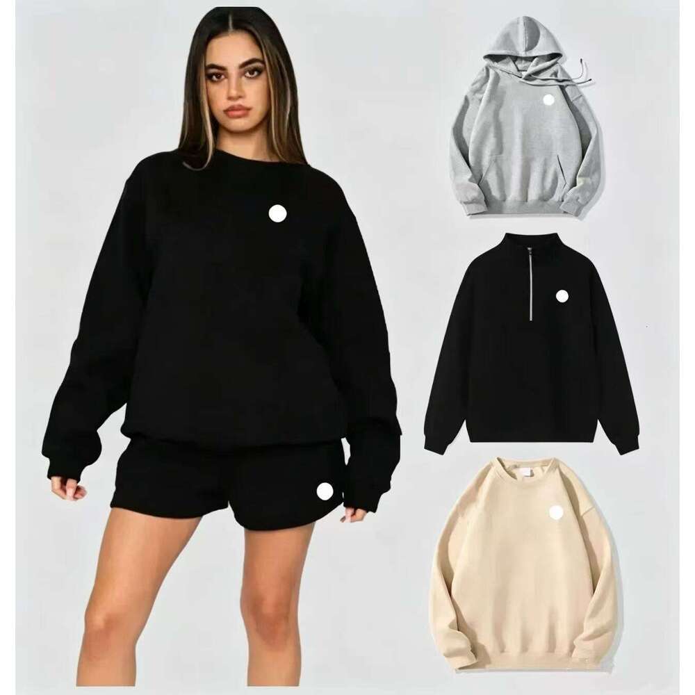 Designer Zip Up Hoodie Women Luxury Yoga Sportswear Warm Sportswear Silver 3D Logo Loose Hooded Jacket Unisex Casual Fashion Outwear size s 3xl