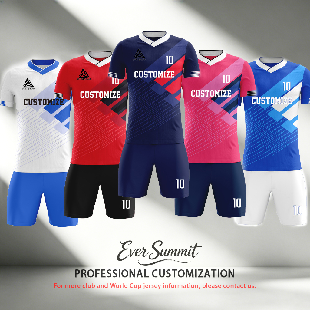 Uniforme de Football personnalisé bleu blanc, maillot de Football respirant à séchage rapide, ensemble de vêtements de sport d'équipe personnalis