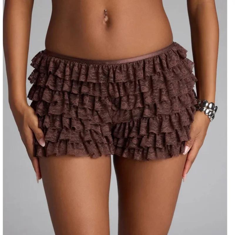 Womens Layered Lace Shorts Casual Stylish Solid Elastic Low Rise Shorts Boyshorts Casual Sweet Pettipants 260527BJ