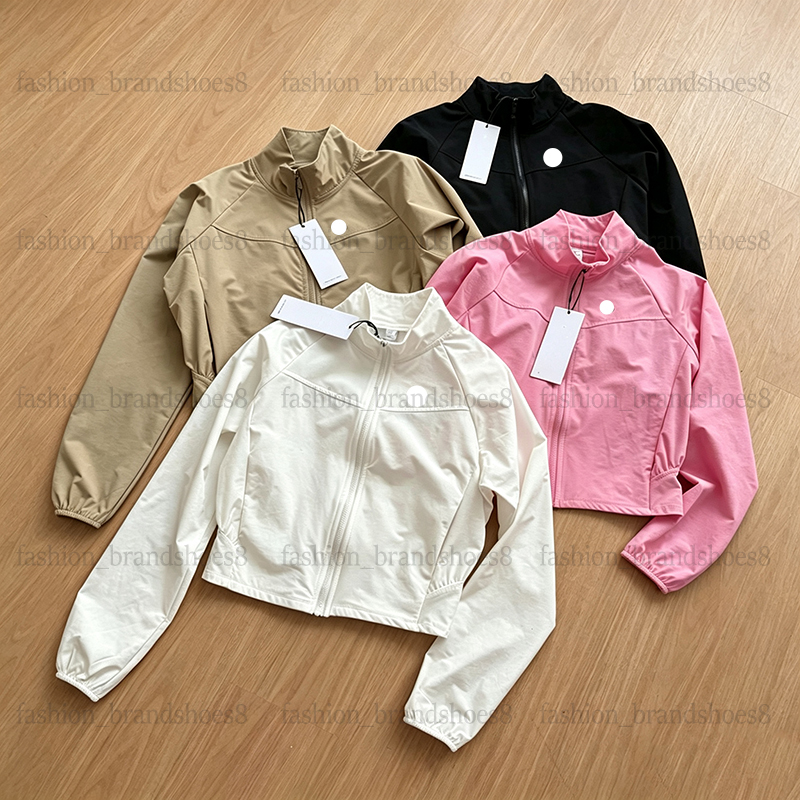 Summer Yoga Jacket Womens Workout Outfits Full Zip Coat Long Sleeve Sports Casual White Two Piece Short Gym Sets Fitness Clothing Size S-XL