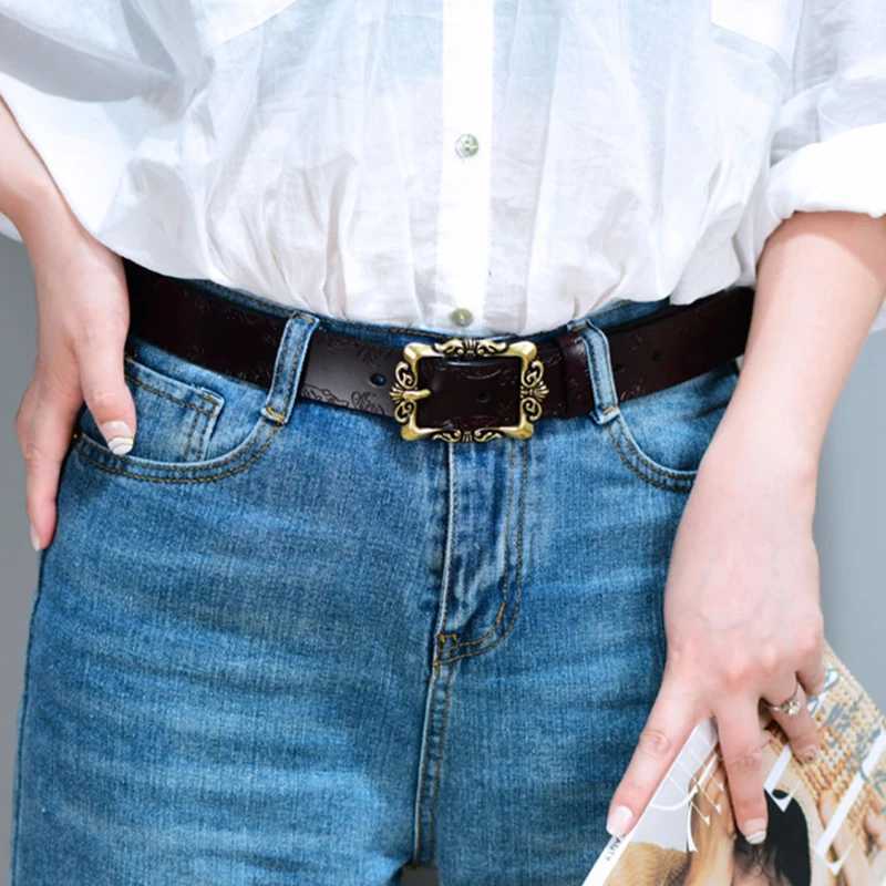 New Fashion Cowhide Womens Belts Genuine Leather 33cm Wide Belt with Retro Metal Buckle for Dresses Jeans Girdle M260527 Z260924