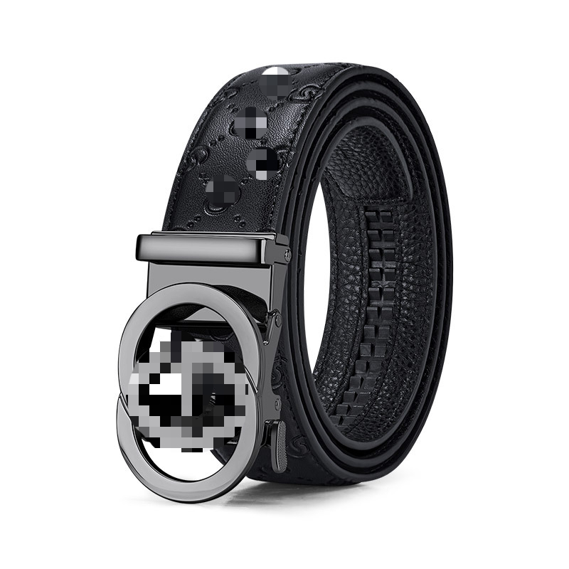 Designer Emperor Paul New Men's Automatic Buckle Business Alloy Fashion Belt Two-layer Leather Embossed Wear-resistant