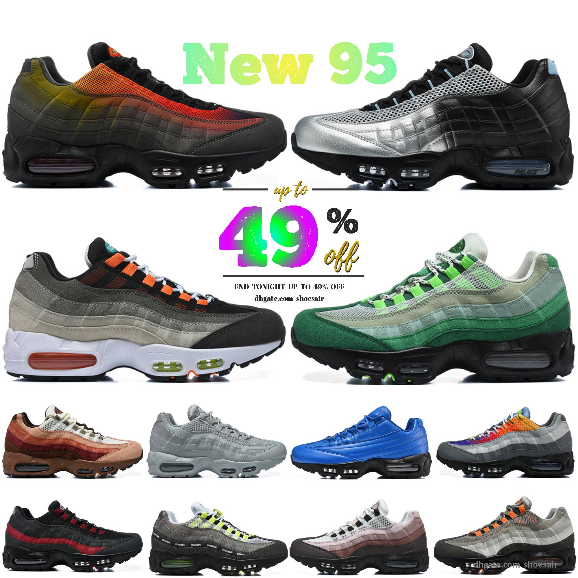 95 Running Shoes 95s Sports Air95s Sneakers Mens Trainers Pink Foam Neon Triple Black Dark Grey Aegean Storm Blue Spark Greedy Designer Men Outdoor