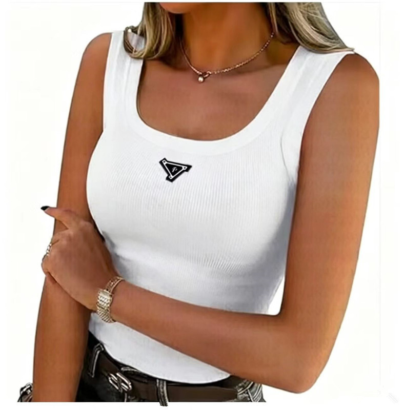 2026 new Designer Womens Tank Tops T Shirts Summer Women Tops Tees Crop Top Embroidery Sexy Off Shoulder Black Casual Sleeveless Backless Top Shirts