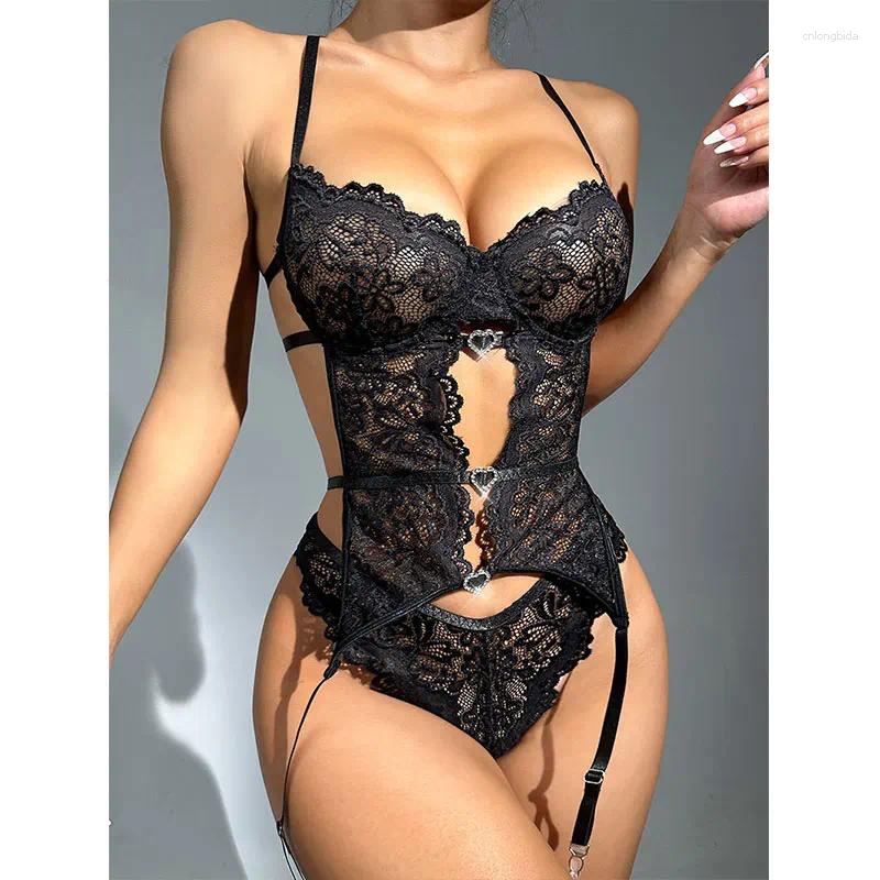 Womens Shapers 2026Women Lingerie Garter Belt Bra Underwear Set Sexy Outfits Lace Push Up The Bras Teddy Babydoll Porn Bodysuit Lenceria M260623