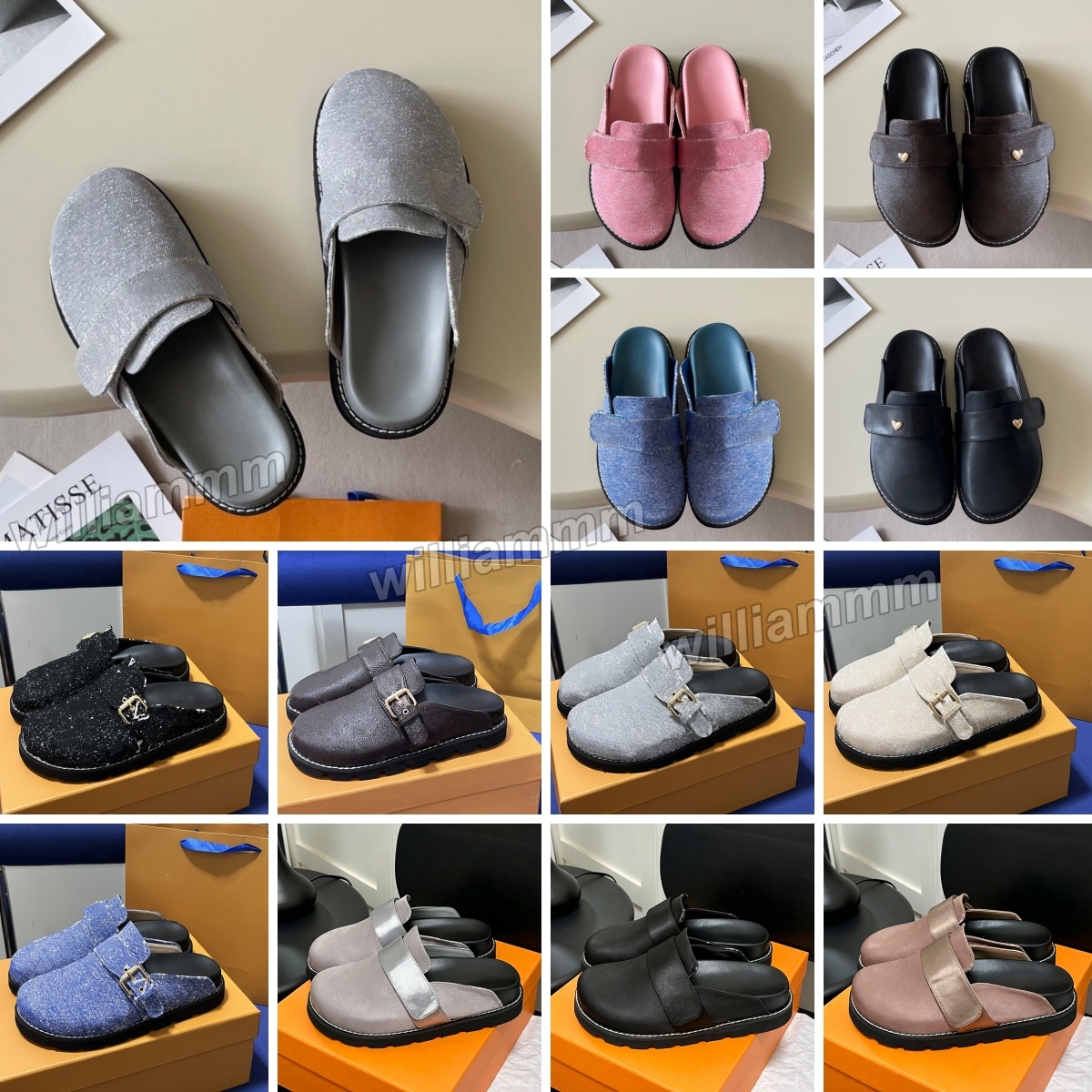 Designers COSY Slippers Women Leather Canvas Sandals Slipper Men Fashion Slides Velcro Shoes Casual Beach Scuffs Classic Mules Adjustable Strap S-image-957412569