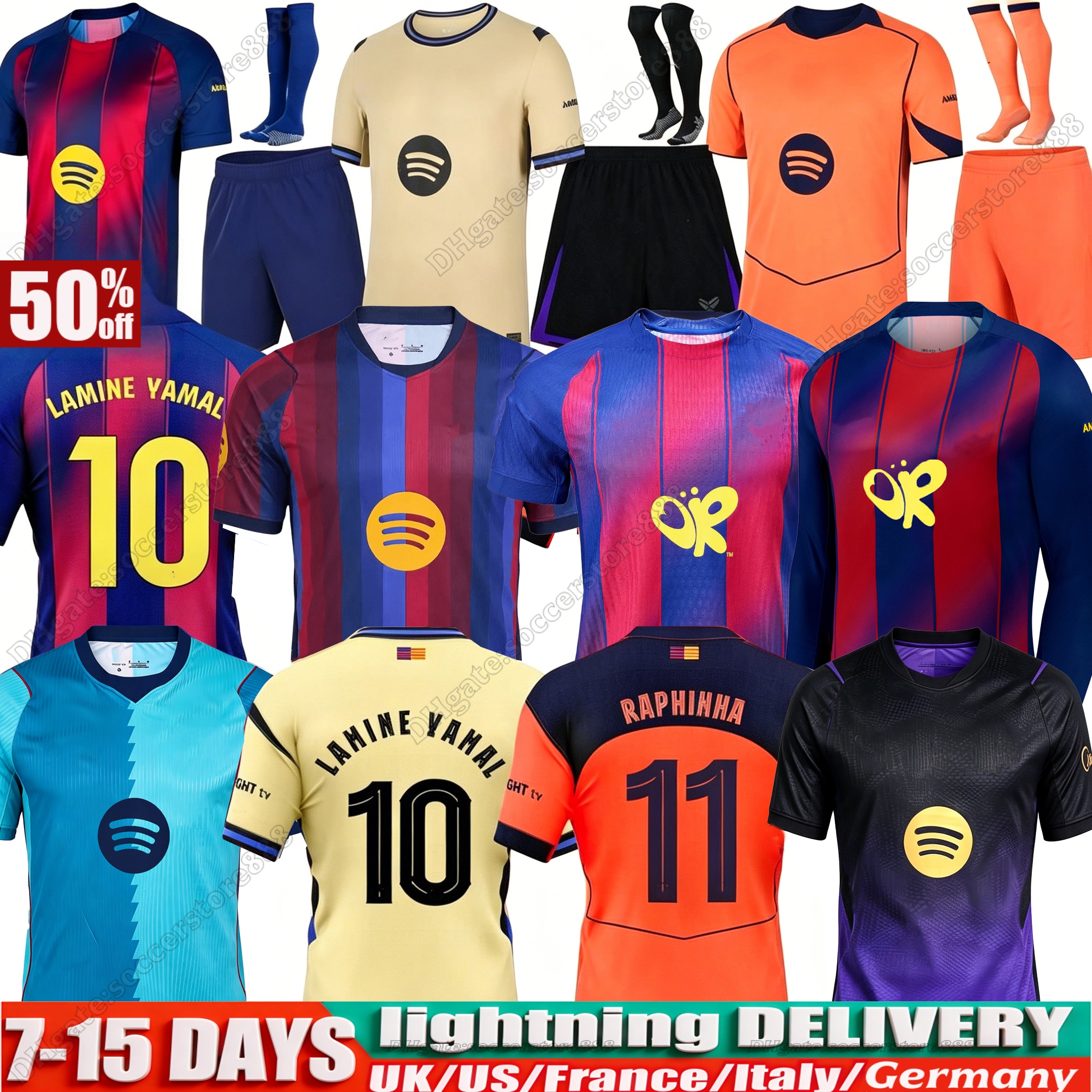 25 26 27 Barcelona soccer jerseys LAMINE YAMAL RASHFORD GAVI OLMO JOAO CANCELO kits 2025 2026 football shirt men kit youth kids sets uniforms Home A