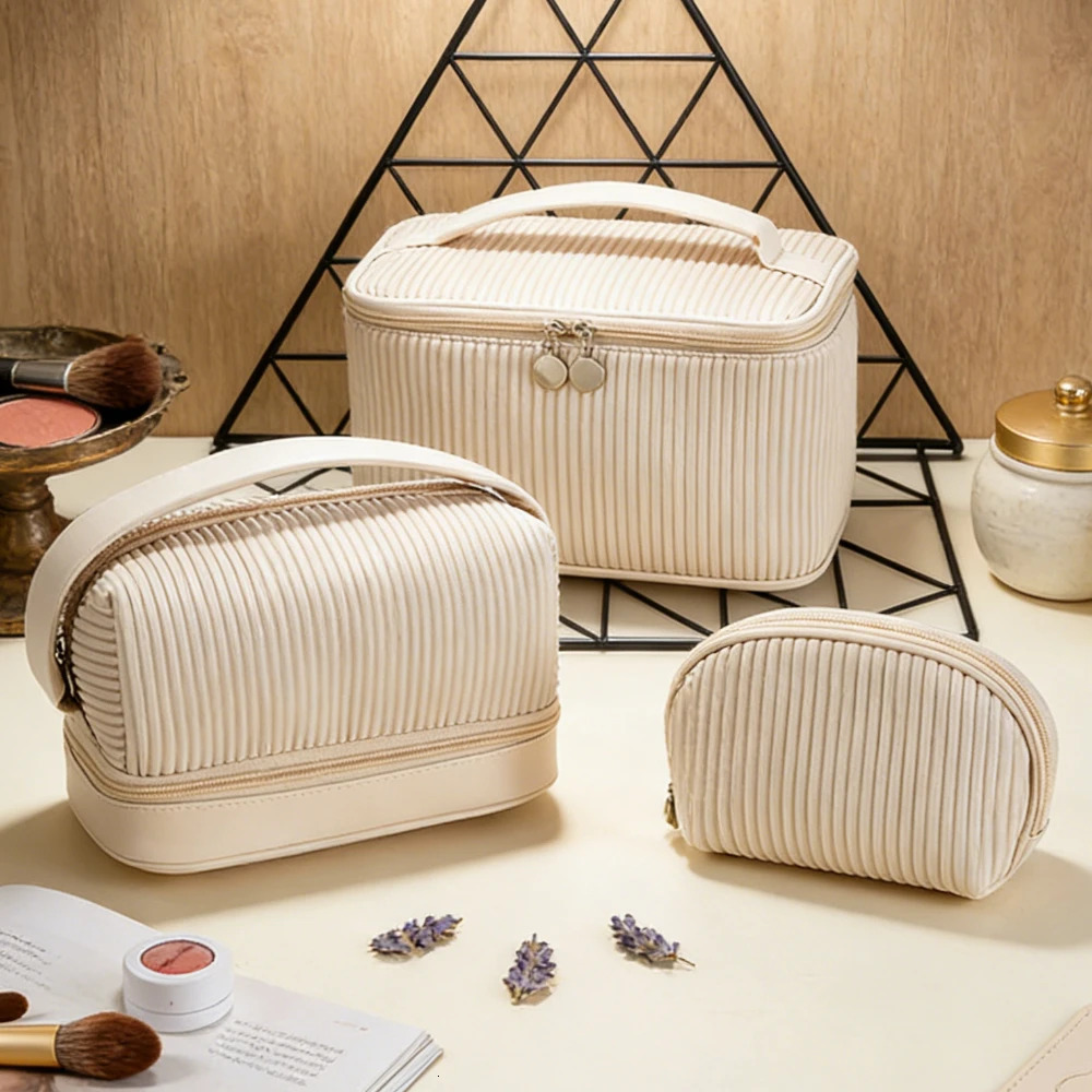 3PCS Makeup Bag Set for Women Lightweight PU Leather Travel Cosmetic Organizer Fashion Portable Vanity Pouch Kit 260527BJ