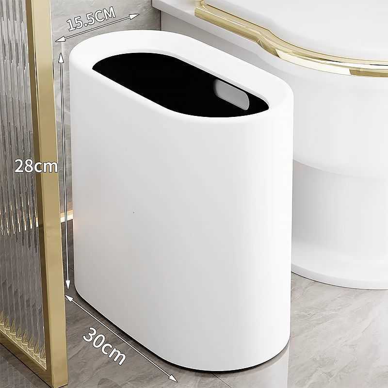 Narrow-slot trash can - New 2025 model for home, large capacity, simple design, white color, suitable for bathroom, toilet, kitchen and living ro-image-1085429797
