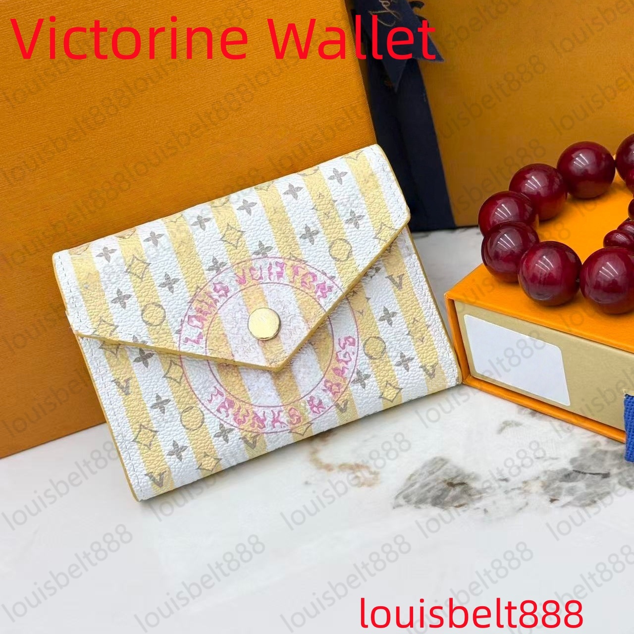 Fashion Luxury Designer Victorine Wallet, Floral & Monogram Reverse Short Card Holder, High-Quality Women's Mini Clutch & Coin Purse, With Orig