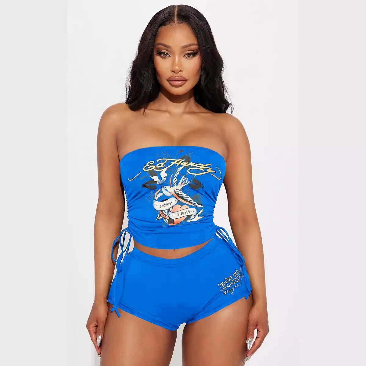 Ed Hardies Survêtements de créateur Ensemble de pièces pour femmes Tenues sans bretelles Pantalon imprimé bandeau Ensemble 2 pièces au design ten