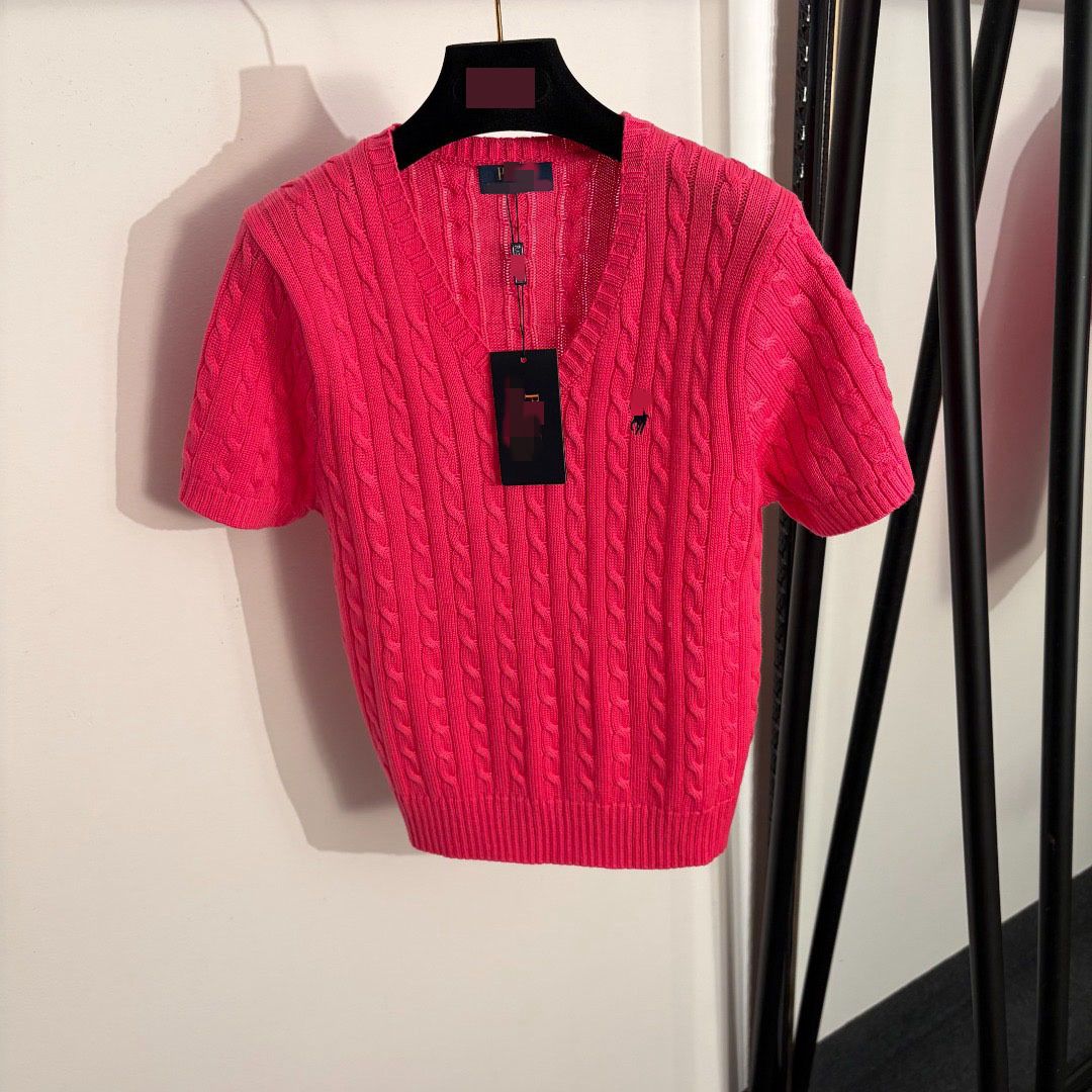 Free Shipping 2026 Black/White/Rose/Gray/Light Blue Equestrian Polo Embroidery Women's Knits & Tees Brand Star Same Style DH677