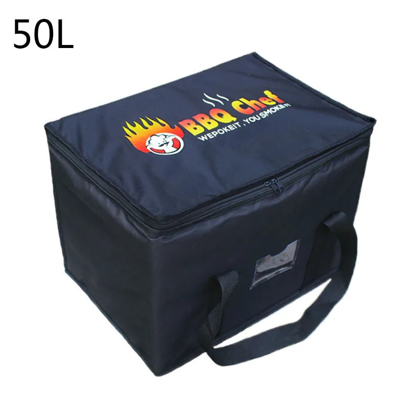 50L Extra Large Cooler Bag Car Ice Pack Insulated Thermal Lunch Pizza Bag Fresh Food Delivery Container Refrigerator Bag 260527BJ