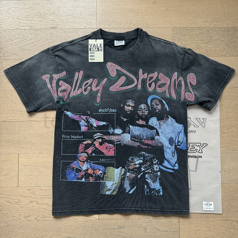 Vale Dream Shirt Vintage Washed Tops Men Women Trendy Y2k Gothic Graphic Print Tee Designer Valleys Dreams T Shirts Oversized Harajuku Streetwear Va