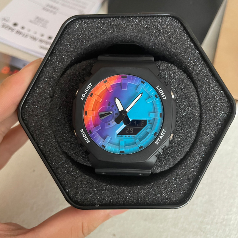 Digital Sports Quartz Unisex Watch GA2100 Detachable Assembly LED Dial Full Function World Time Oak Series box