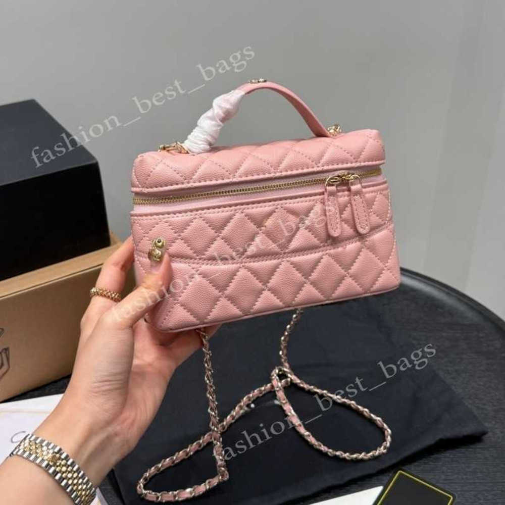 10A Designer Makeup Bag 25C lunch box Classics bag Caviar Leather Gold Ball Metal Hardware Matelasse Chain Zipper Cosmetic Case Purse Shoulder Cross