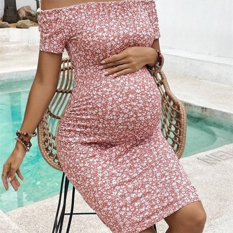summer Korean version of the slimming fashion line shoulder floral skirt temperament maternity dress 260528BJ