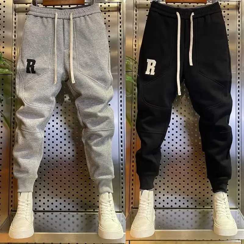 Autumn Mens Cotton Sport Pants High Strt Joggers R Embroidery Trousers 9-Minute Sweatpants Fashionable Mens Clothing 2024 Q260529