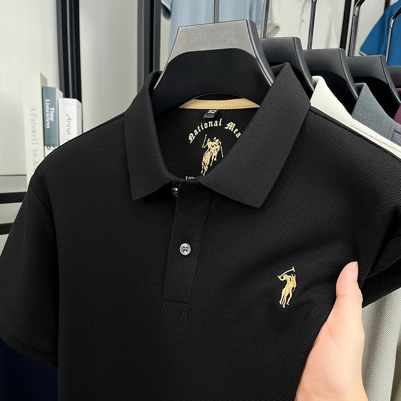 Luxury fashion t-shirt 2026 designer Men's Summer Cotton Short Sleeve Polo Shirt, Business Lapel Embroidered Thin Breathable Casual Fashion Tee