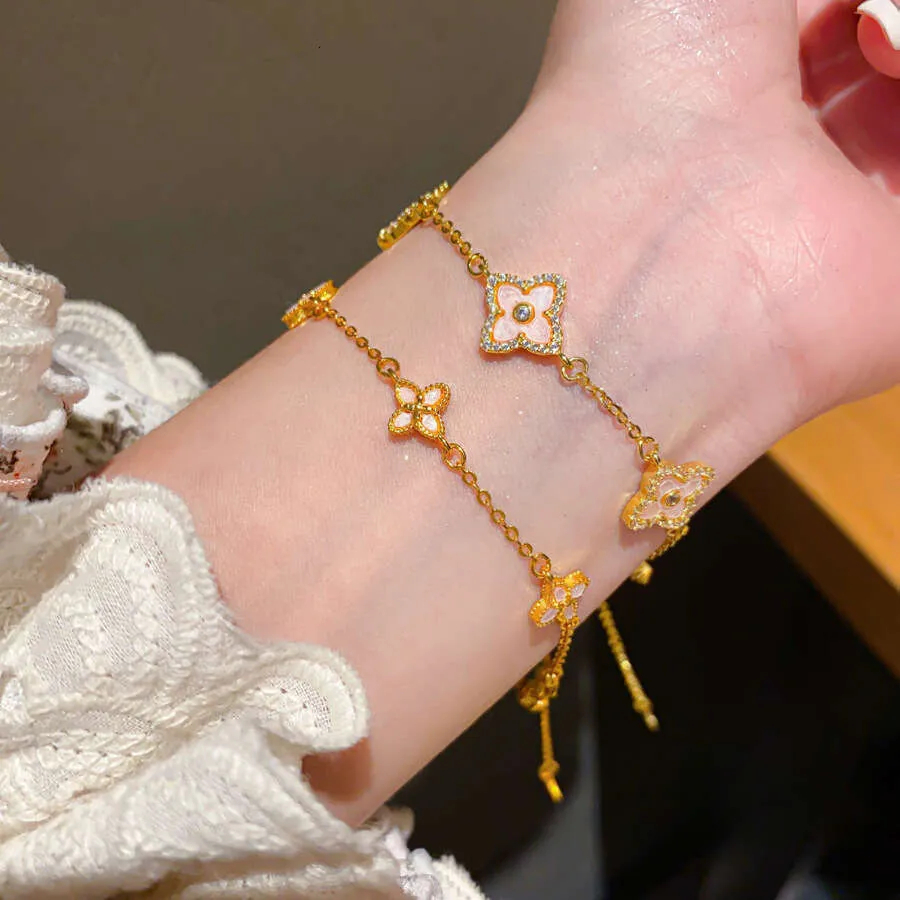Zircon Gemstone Bracelet, Adorned With Delicate Flowers And Pearls, Fashion Statement Piece-image-1108144478