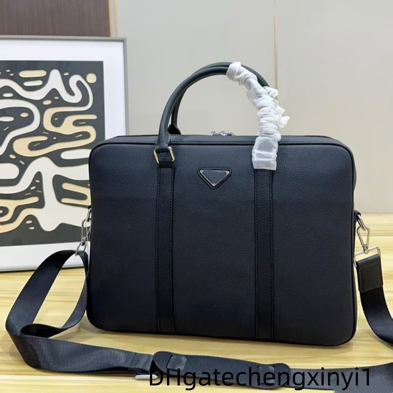 laptop bag designer Briefcases Men briefcase Leather Black computer Bag shoulder Bags men's handbags 38x28cm