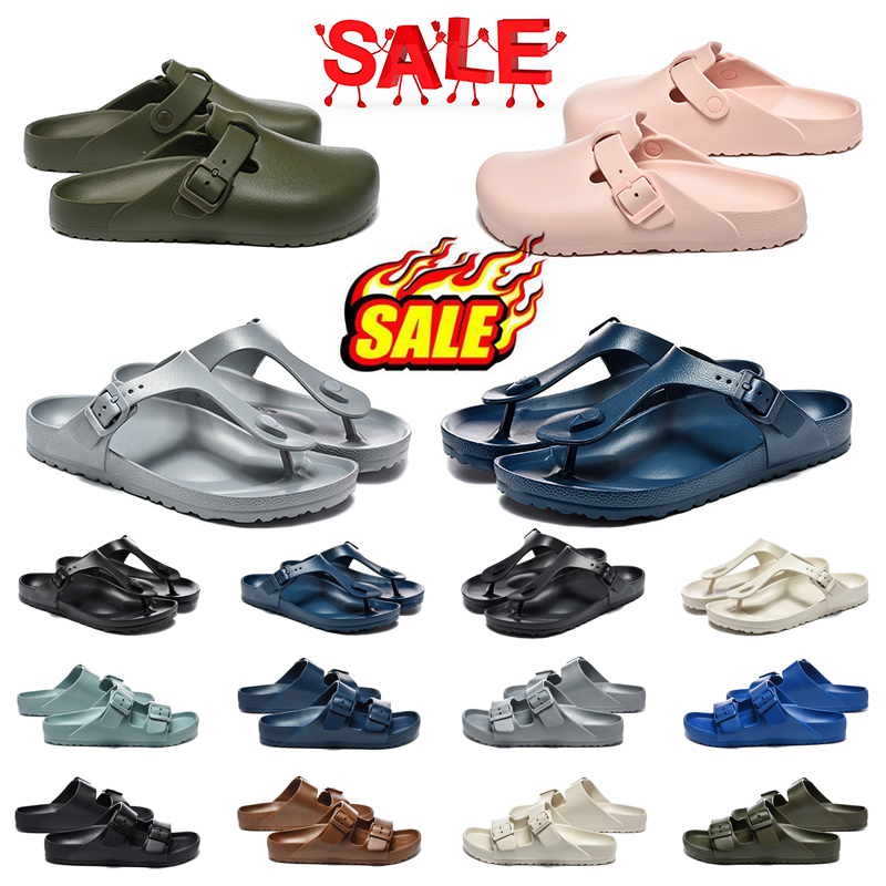 2026 Free shipping designer EVA Clog Slippers Women Men Flat Heels Beach Slides Real Leather Double Buckle Cork Sandals Outdoor Casual Shoes Brown G